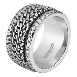 Кольцо Zippo, серебристое, с цепочным орнаментом, нержавеющая сталь, диаметр 20,4 мм
