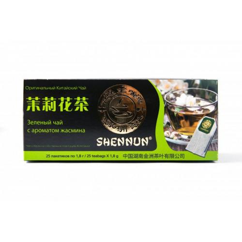 Зеленый чай Shennun с ароматом жасмина (25 пакетиков по 1,8 грамм)