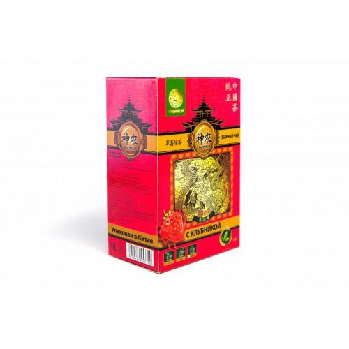 Чай зеленый с клубникой крупнолистовой Shennun (100 грамм)