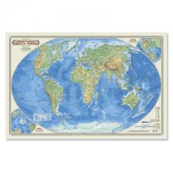 Физическая карта мира. Настольная карта (58x38 см)