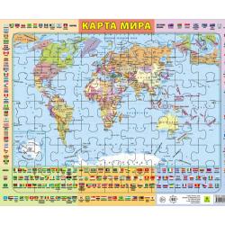 Пазл на подложке Карта мира (63 элемента)