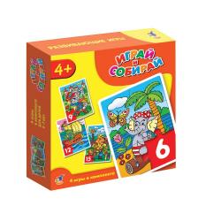 Играй и собирай (4 игры в комплекте кот, пес, крокодил, слон)