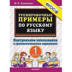Тренировочные примеры по русскому языку. Контрольное списывание с грамматическими заданиями. 1 класс